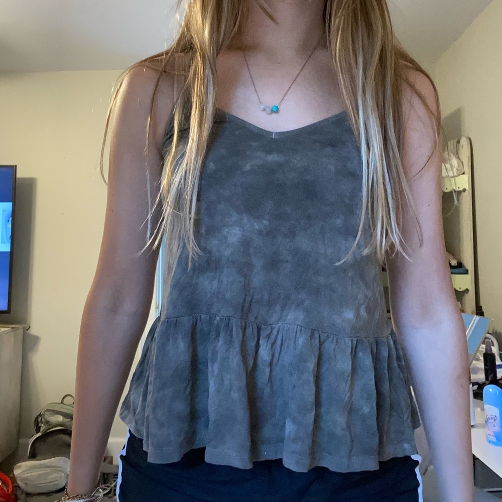dark green tie dye american eagle tank